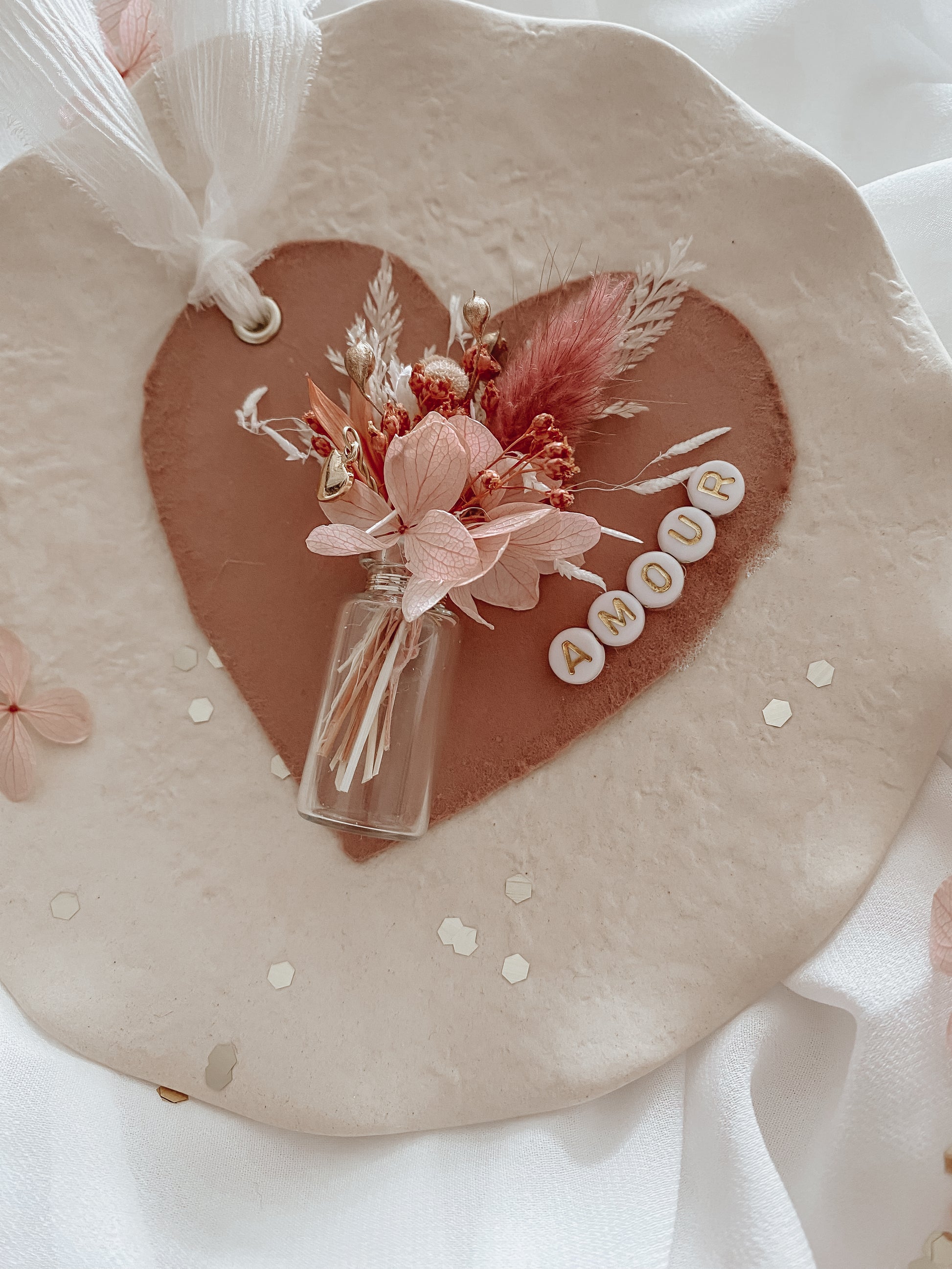 Carte de voeux fleurs séchées, cadeau maman