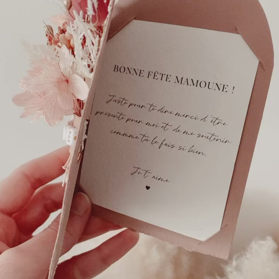 Carte fleurs séchées cadeau demande marraine, annonce bébé personnalisée, carte fleurie avec message personnalisable