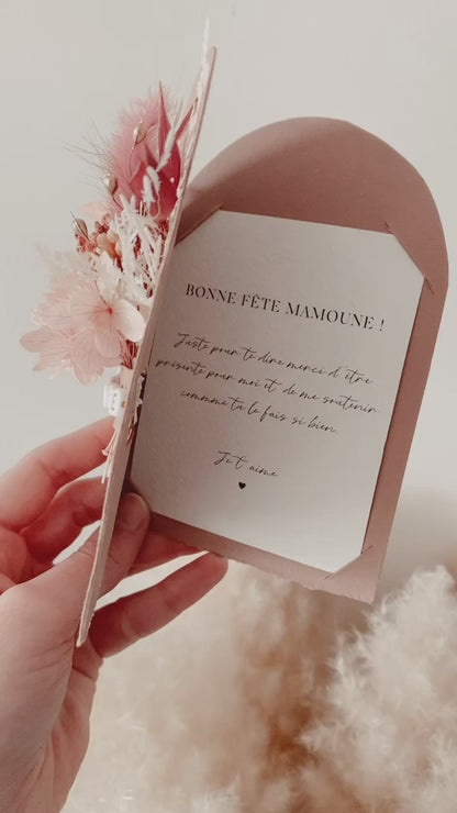 Carte fleurs séchées cadeau demande marraine, annonce bébé personnalisée, carte fleurie avec message personnalisable